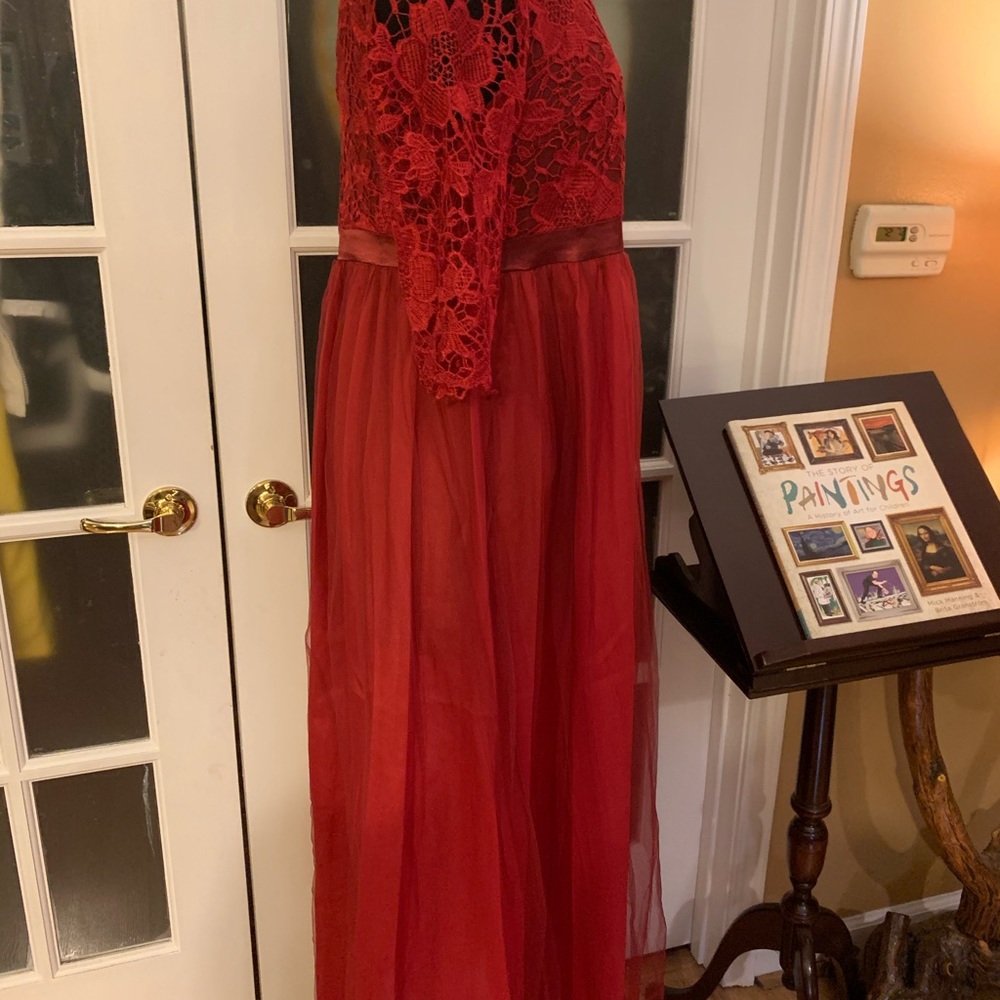 5 for $30. Lovely Deep Red Empire Waist Gown - Picture 12 of 16